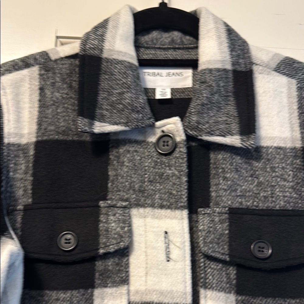 Women's Black and Gray Plaid Jacket